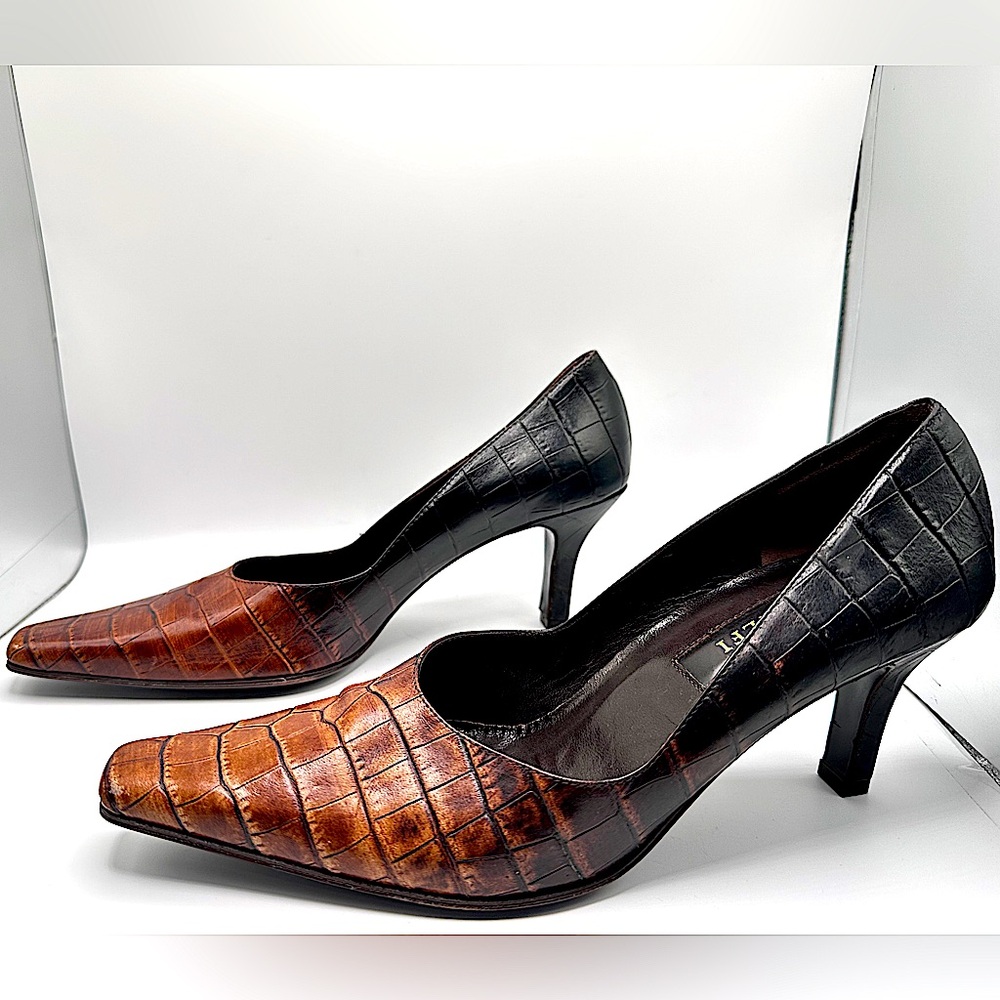 Amalfi Brown Crocodile Pattern Heels size 7.5 - Picture 4 of 16